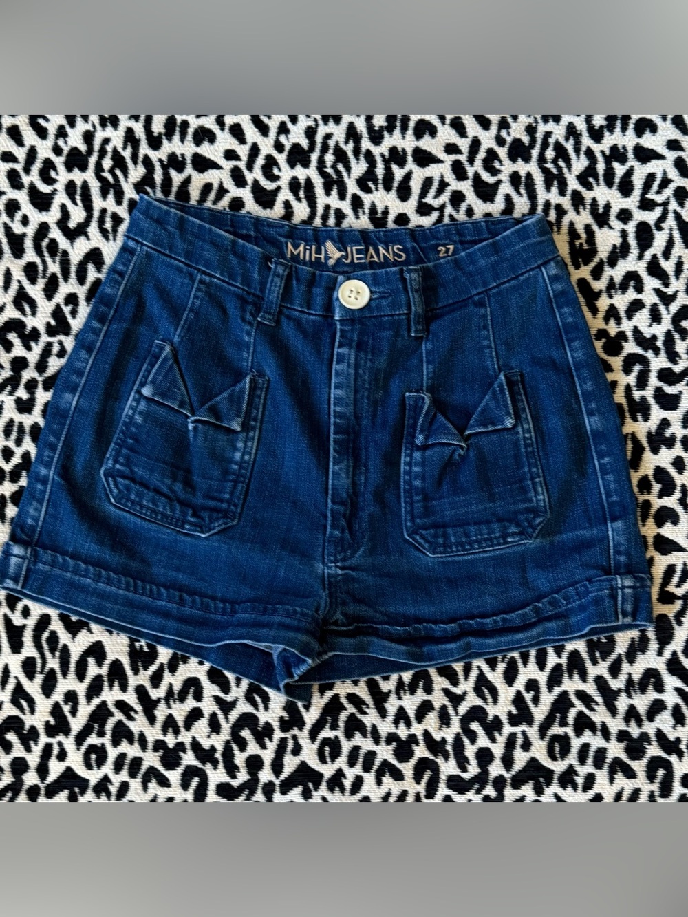 MiH Jeans Dreamville High Rise Patch Pocket Denim Shorts Size 27